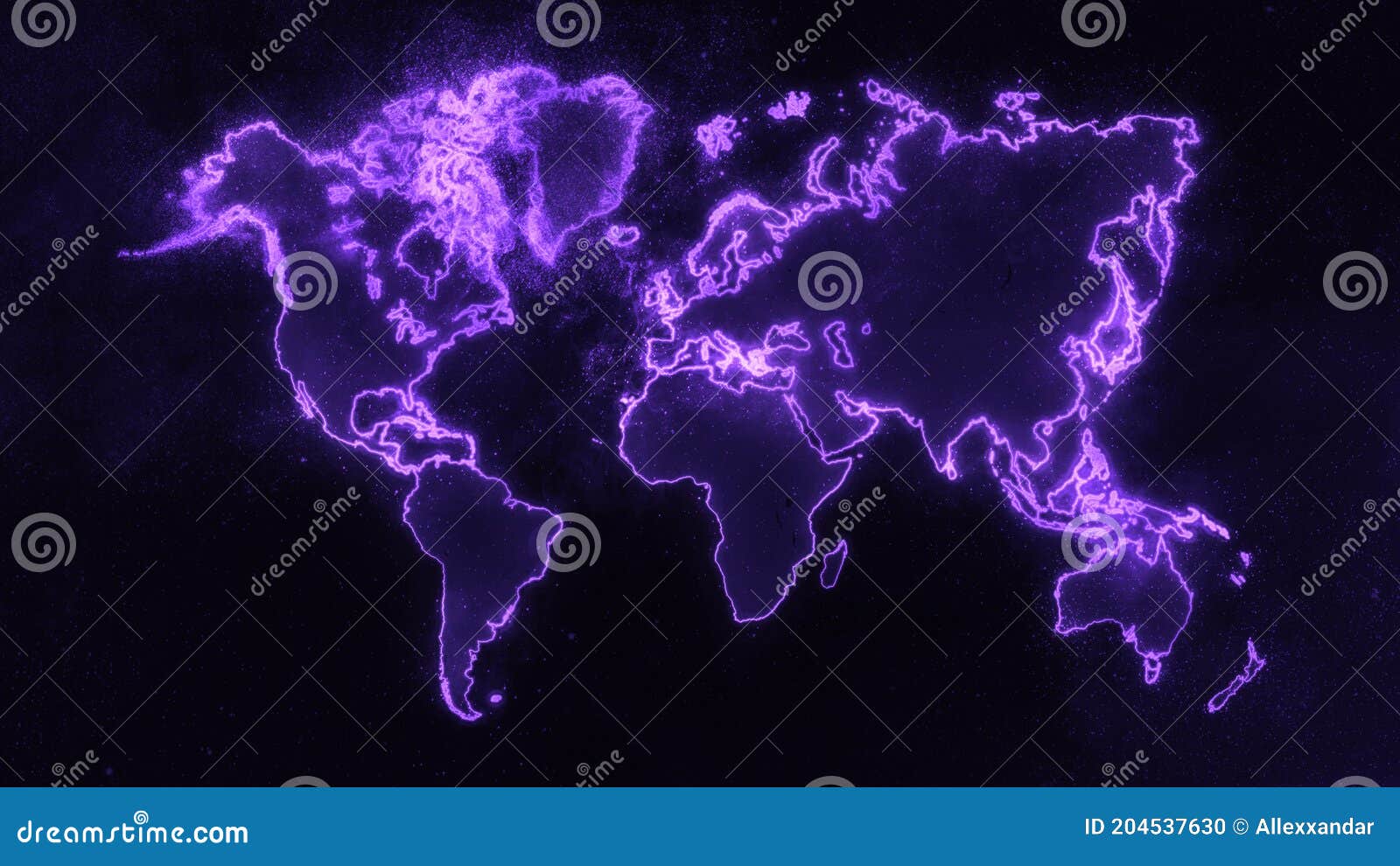 colorful worldÃÂ mapÃÂ on dark background, violetÃÂ glowing world map